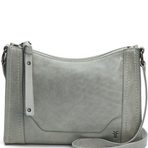 Frye Melisa zipper grey leather crossbody purse - Picture 1 of 8